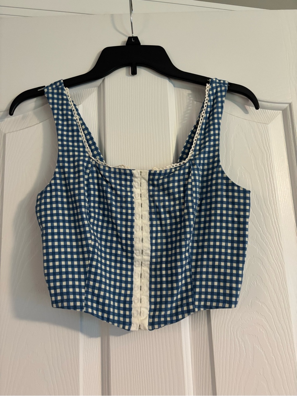 Blue Gingham Cropped Tank Top - Classic Summer Style